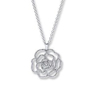 Pandora Sterling Silver Shimmering Rose Necklace